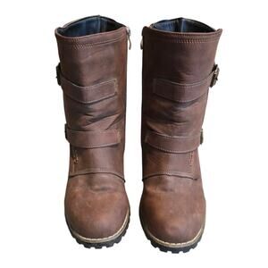 Women’s Mid-Calf Motorcycle Combat Boots – Fashion Riding Boots Size 7.5